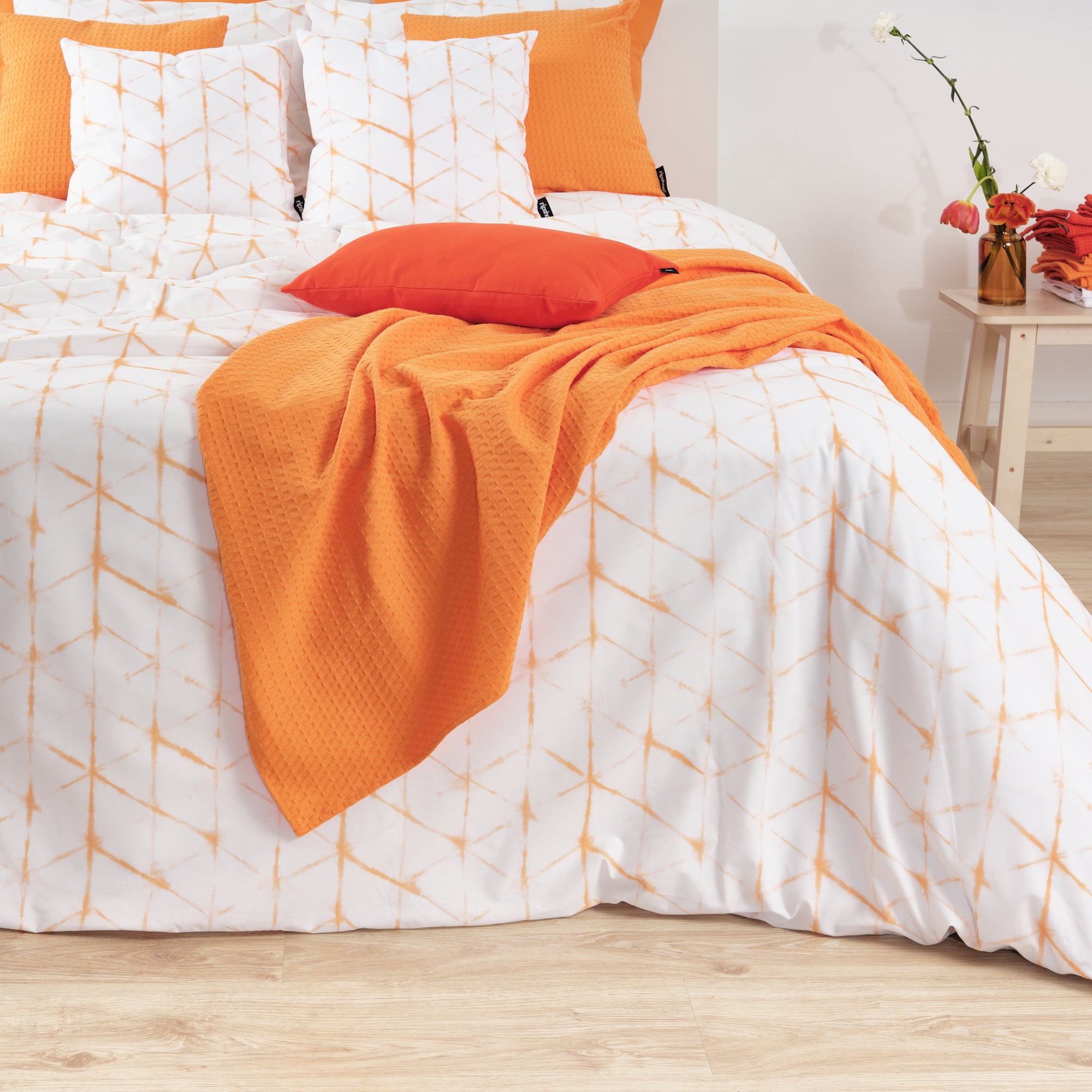 Plaid Waffle 100% algodón Naranja Claro